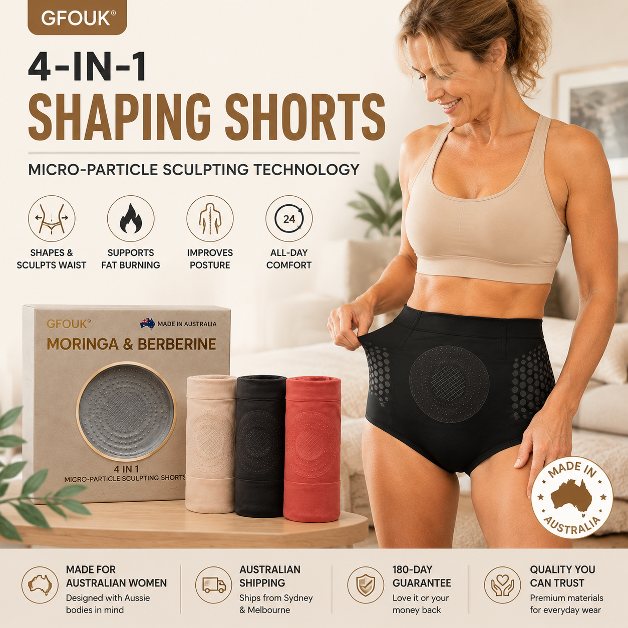 💦🥕GFOUK®☀️𝐌𝐨𝐫𝐢𝐧𝐠𝐚 & 𝐁𝐞𝐫𝐛𝐞𝐫𝐢𝐧𝐞 4‑In‑1 Micro‑Particle Sculpting & Fat‑Burn Shorts