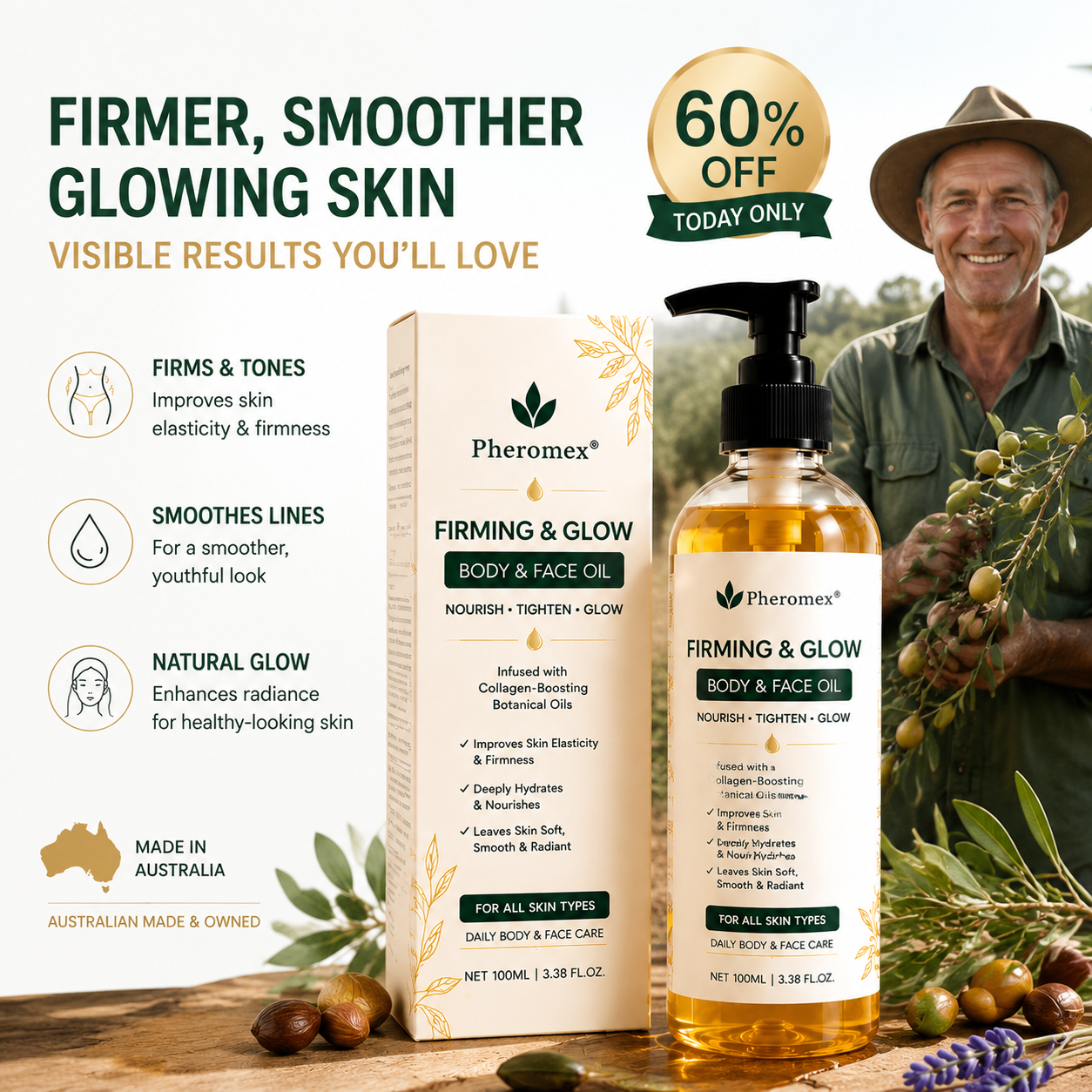💧🔥60% OFF Ends Soon! Pheromex® Firming & Glow Oil — Hydrate, Smooth & Restore Radiant, Youthful-Looking Skin