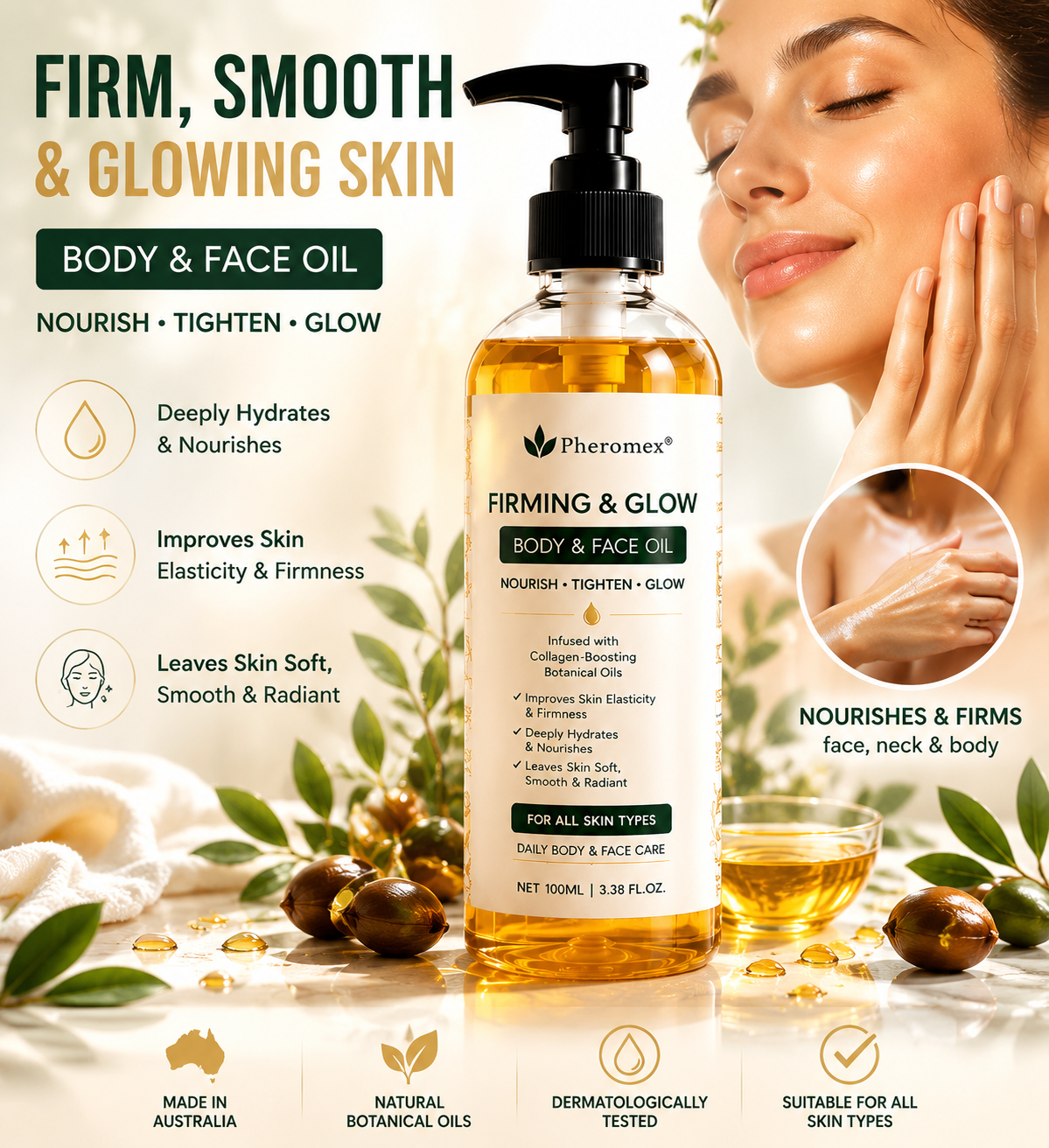 💧🔥60% OFF Ends Soon! Pheromex® Firming & Glow Oil — Hydrate, Smooth & Restore Radiant, Youthful-Looking Skin